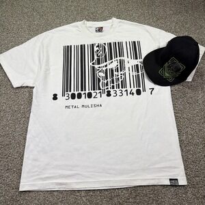 Vintage Metal Mulisha Barcode Tee Size XL White With Hat Bundle Flex Fit